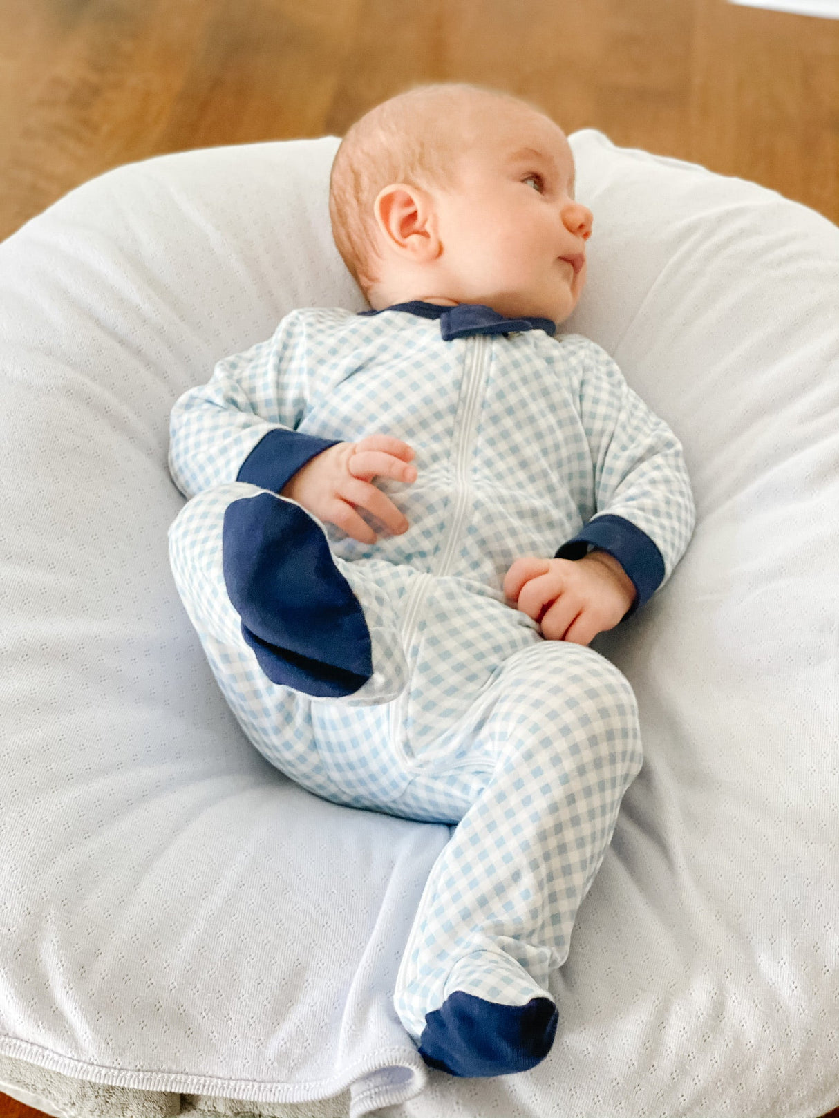 Blue Gingham Footie - HoneyBug 