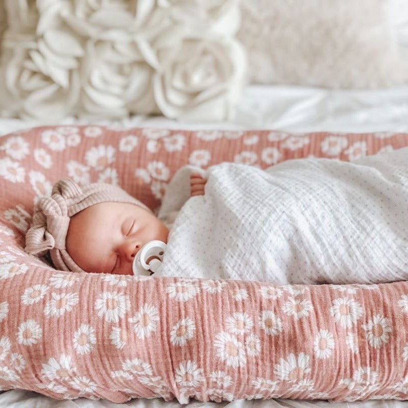 Cotton Muslin Swaddle Blanket - Pink Pin Dot