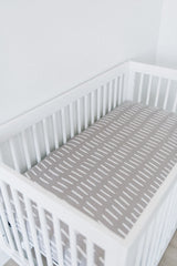 Grey Dash Muslin Crib Sheet