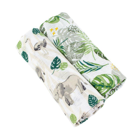 Muslin Swaddle Blanket Set Premium Cotton Jungle + Rainforest - HoneyBug 