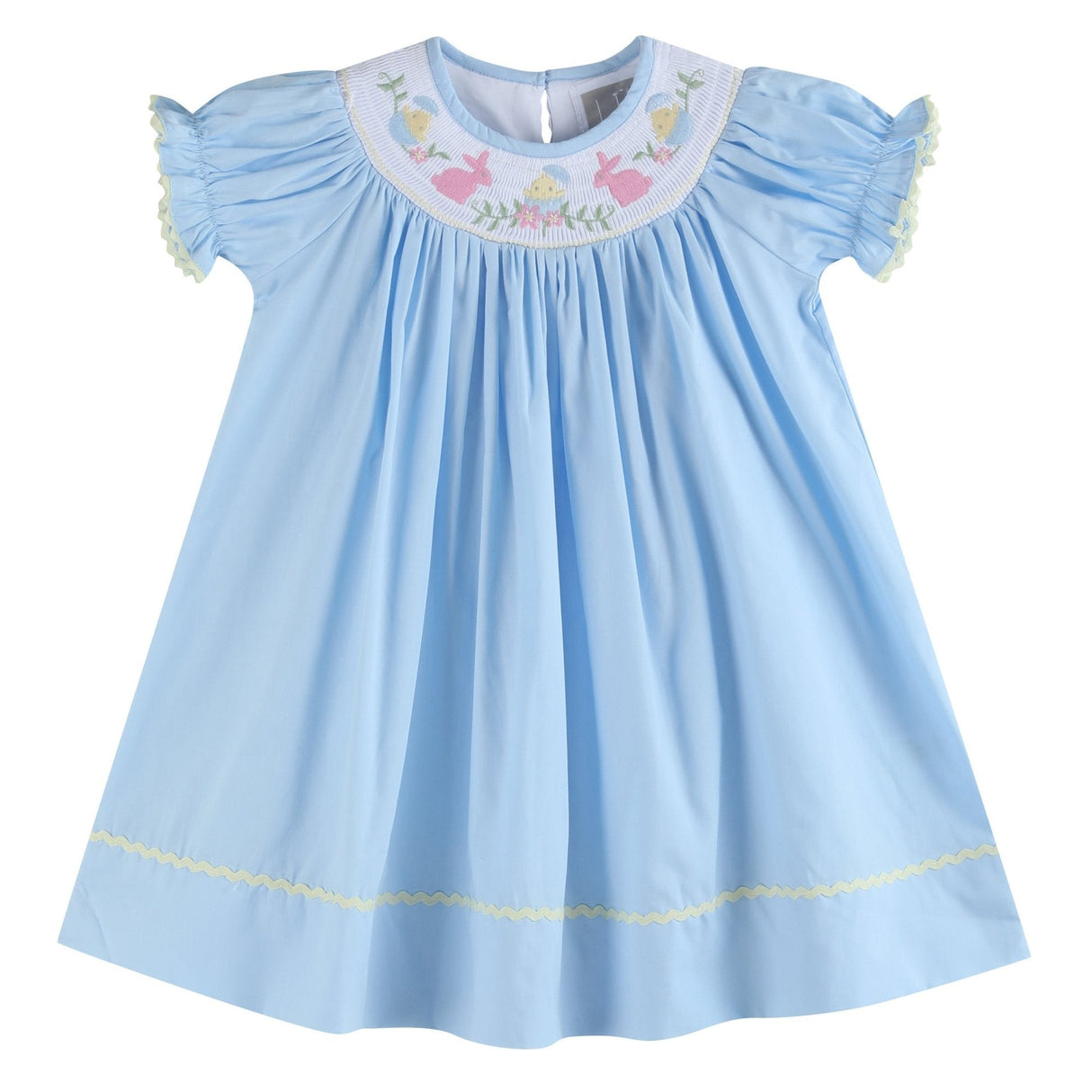 Light Blue Easter Smocked Bishop Dress