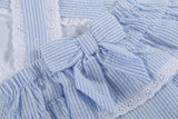 Light Blue Seersucker Easter Bunny Ruffle Romper