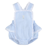 Light Blue Seersucker Easter Bunny Ruffle Romper