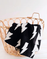 Lightning Bolt Fuzzy Blanket | Black - HoneyBug 