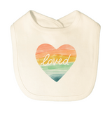graphic bib | loved rainbow heart