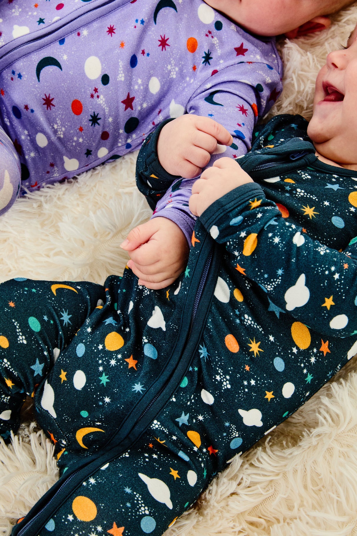 Soft & Stretchy Zipper Footie - Luna Midnight - HoneyBug 