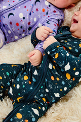 Soft & Stretchy Zipper Footie - Luna Midnight - HoneyBug 