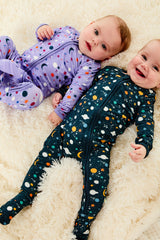 Soft & Stretchy Zipper Footie - Luna Midnight - HoneyBug 
