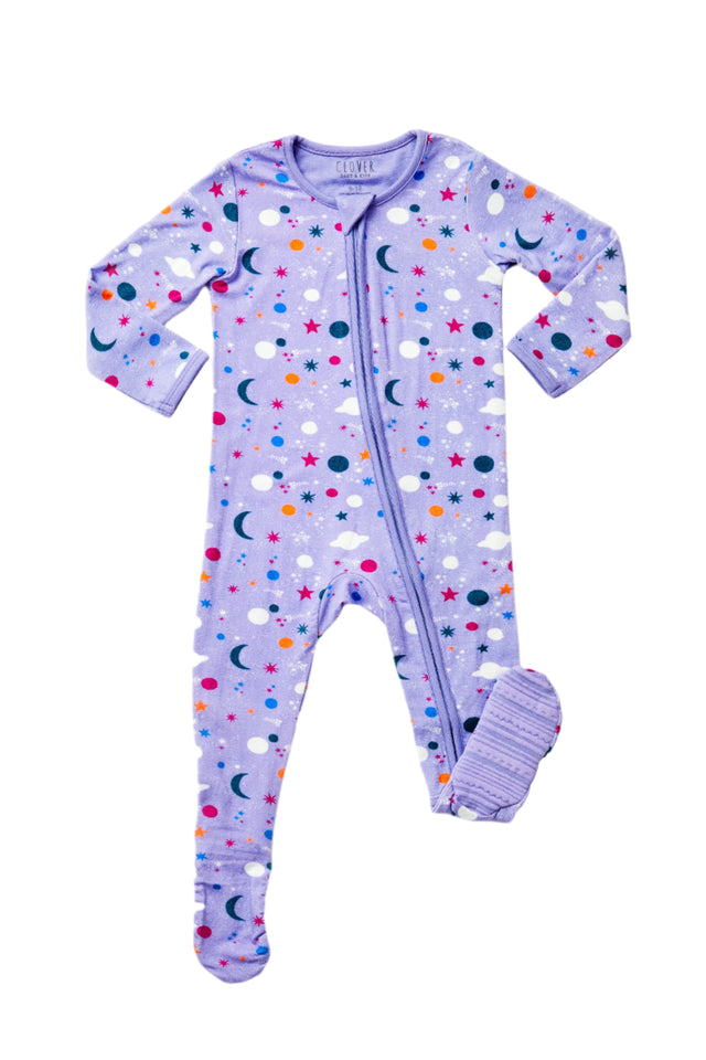 Soft & Stretchy Zipper Footie - Luna Lavender - HoneyBug 