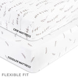 Crib Sheet Set - Forest Grey Leaf - HoneyBug 