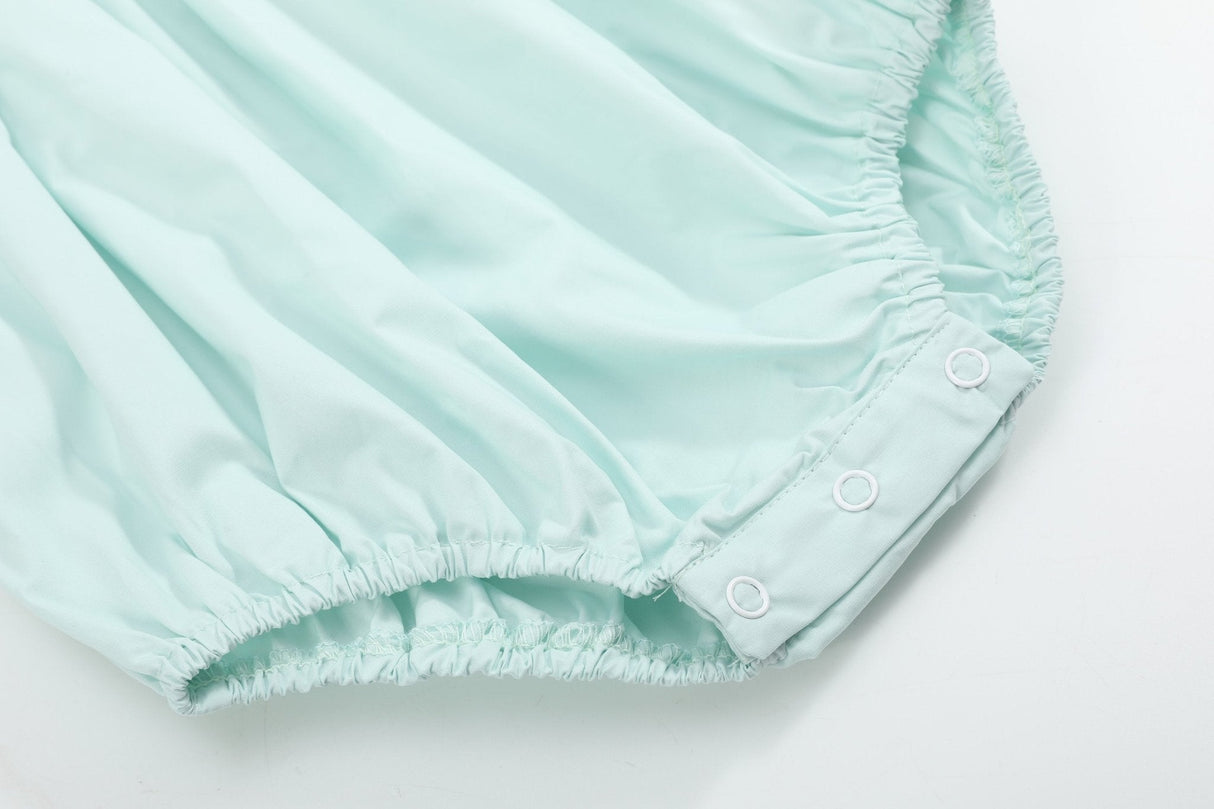 Misty Blue Easter Bunny Smocked Bubble Romper