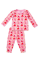 Long Sleeve Pajama Set - Monkeying Around Pink - HoneyBug 