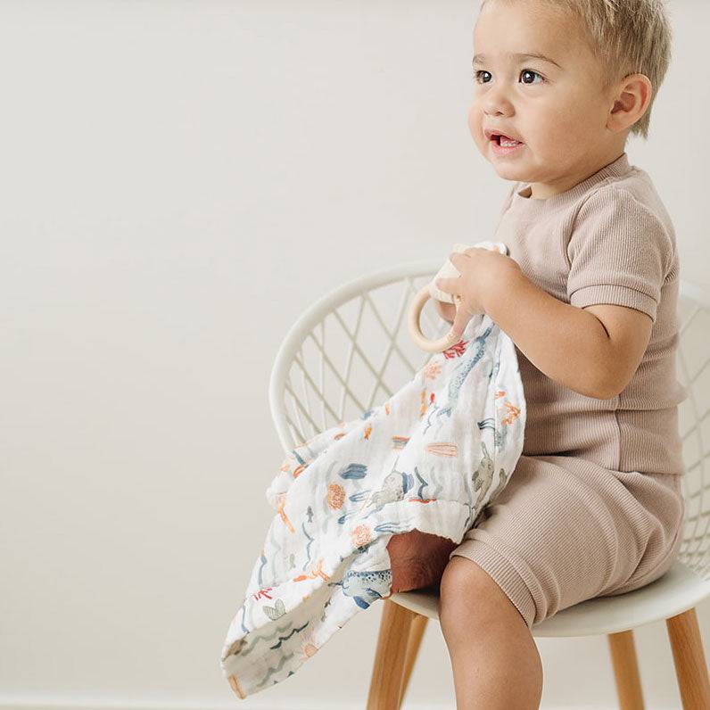 Narwhal Classic Muslin Teether Blanket - HoneyBug 