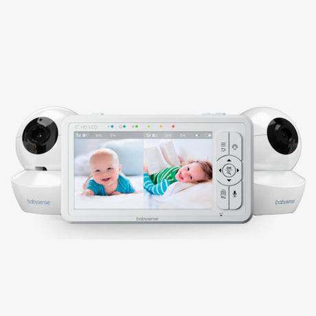 Babysense HD S2: Video Baby Monitor with 2 Cameras, Non Wifi, Split Screen & Night Light Machine - HoneyBug 