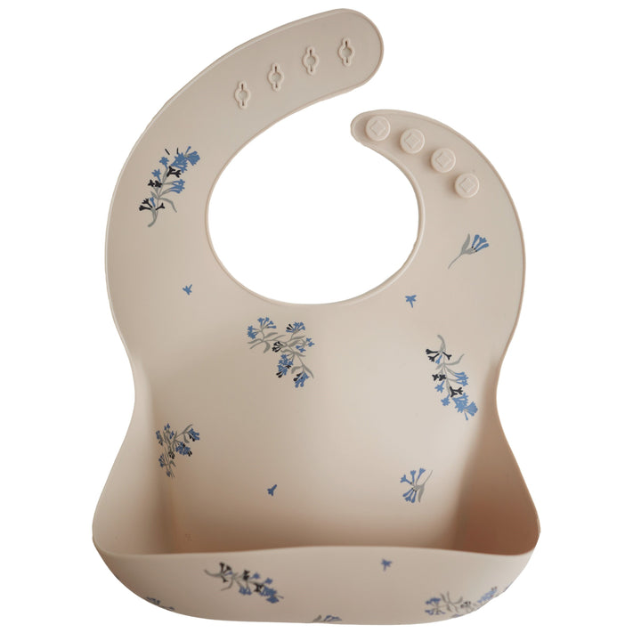 Silicone Baby Bib - Lilac Flowers - HoneyBug 