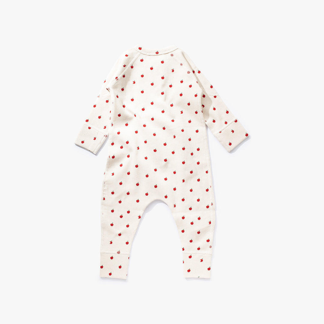 Apple Waffle Zip Romper