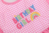 Pink Gingham 'Birthday Girl' Bib