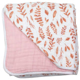 Pink Leaves + Cotton Candy Premium Cotton Snuggle Blanket - HoneyBug 