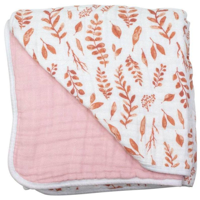 Pink Leaves + Cotton Candy Premium Cotton Snuggle Blanket - HoneyBug 