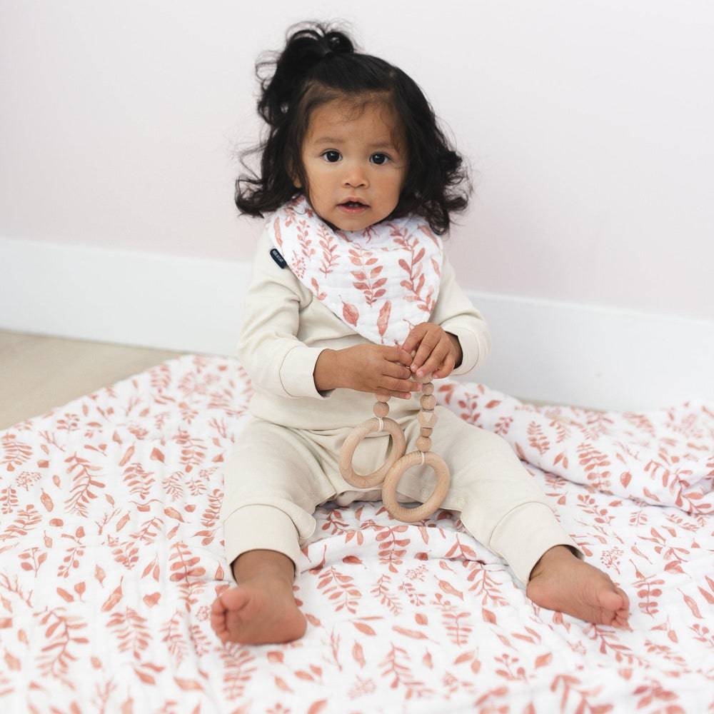 Pink Leaves + Cotton Candy Premium Cotton Snuggle Blanket - HoneyBug 