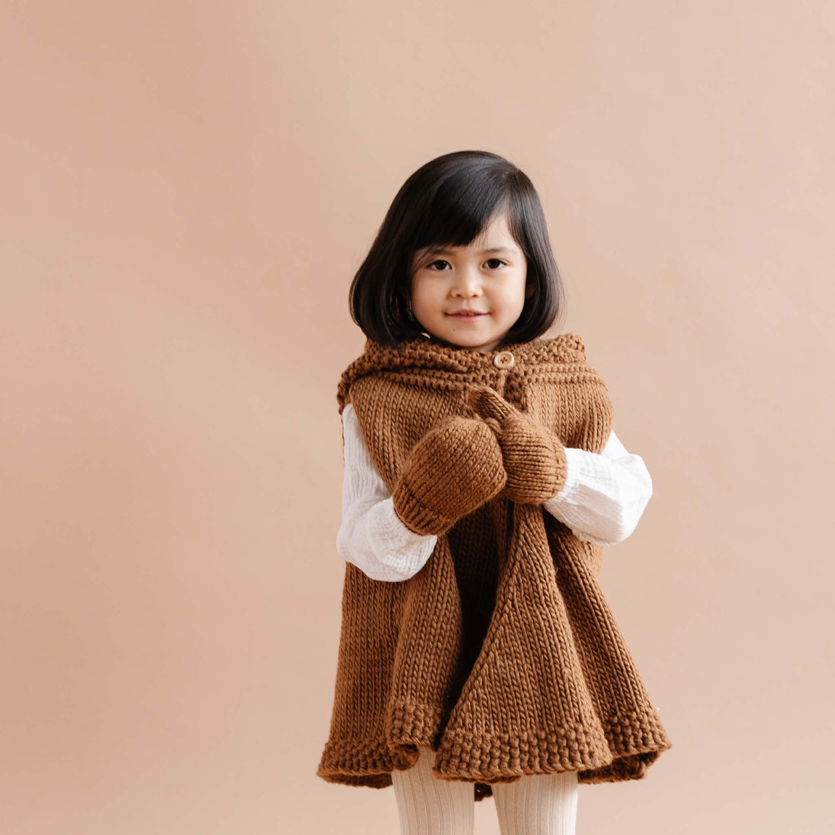 Poncho with Hood - Walnut - HoneyBug 