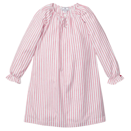 Girl's Twill Delphine Nightgown in Antique Red Ticking - HoneyBug 