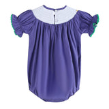 Purple Mardi Gras Smocked Romper
