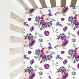 Fitted Crib Sheet - Purple & Blush Floral - HoneyBug 