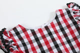 Red and Black Gingham Ruffle Bow Romper