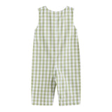 Sage Green Gingham Pumpkin Smocked Overalls