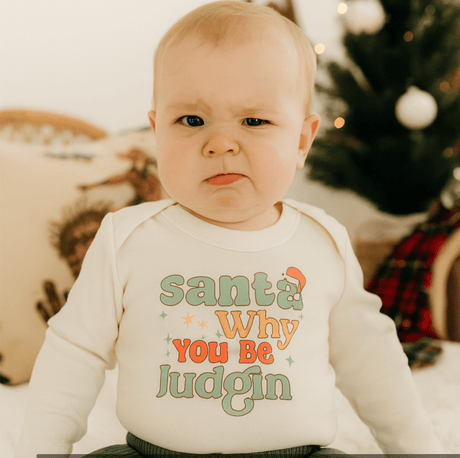 long sleeve graphic bodysuit | why be judgin - HoneyBug 