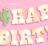 HBD Cowgirl Banner - Gold Foil Banner