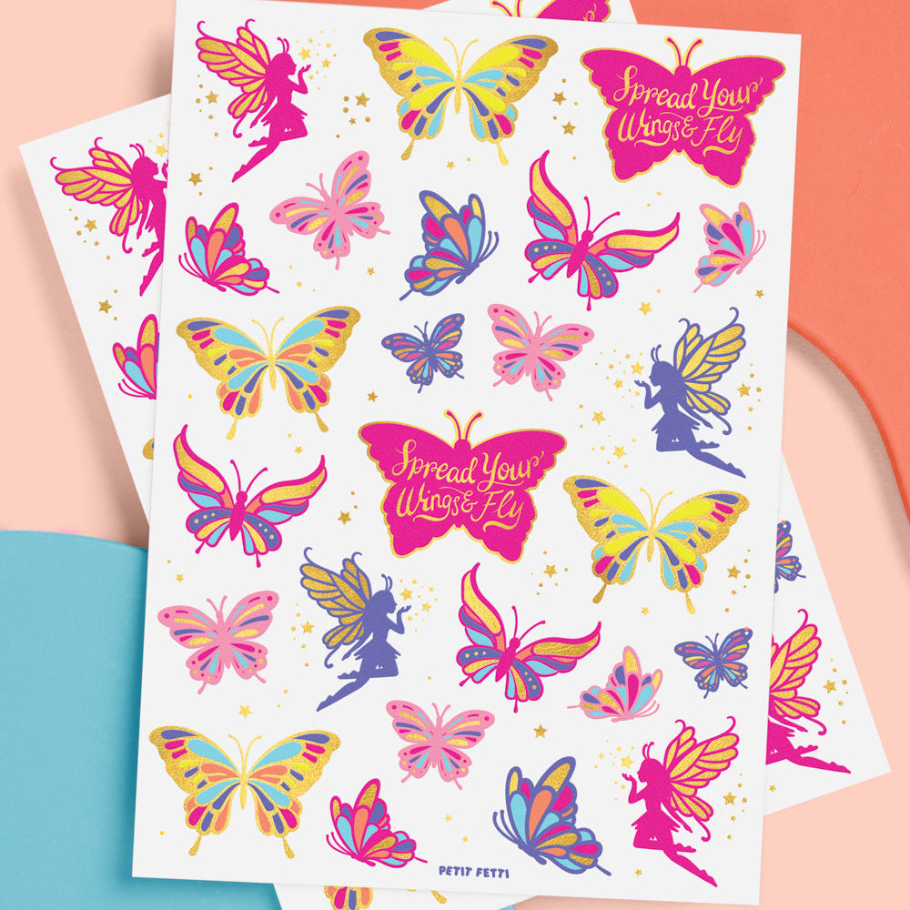 Fairy Flutter Tats - 34 Foil Temporary Tattoos