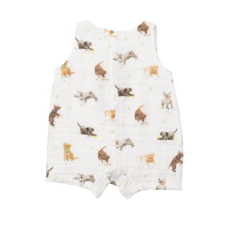 Shortie Romper - Watercolor Puppies