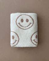 Smiley Fuzzy Blanket | Latte - HoneyBug 