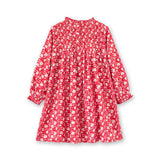 Girls' Smocked Long Sleeves Dress | Red and White Floral - HoneyBug 