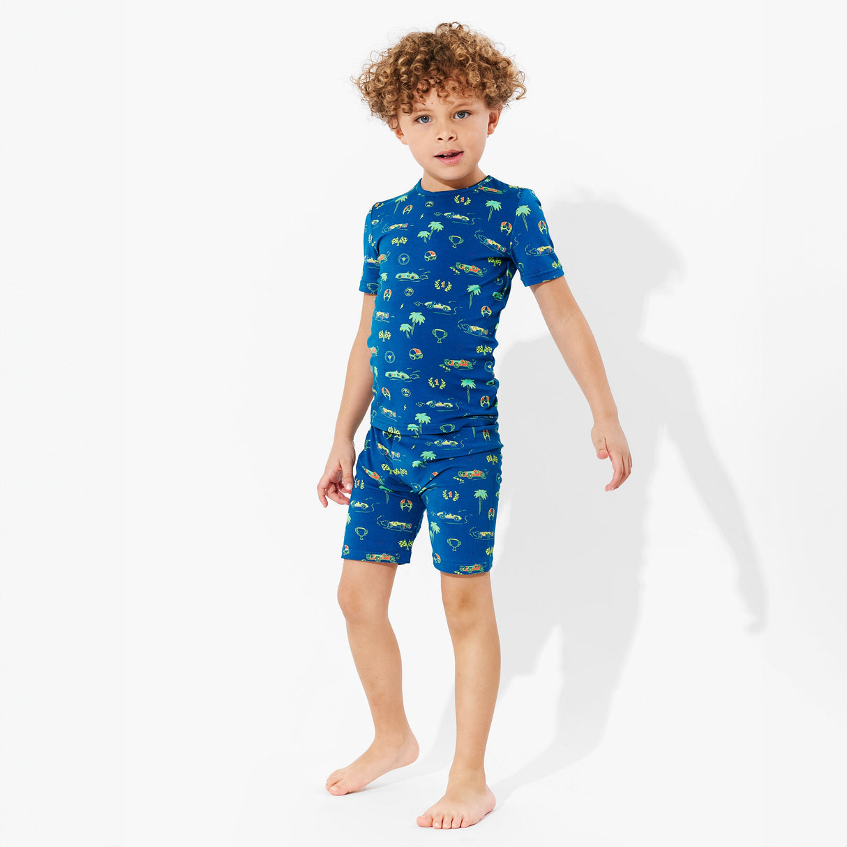 Monaco Blue Bamboo Kids Pajama Short Set - HoneyBug 