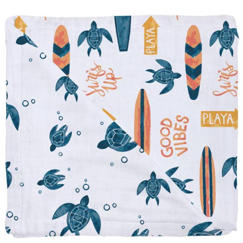 Surf + Sea Turtles Oh So Soft Snuggle Blanket - HoneyBug 