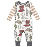 Howdy Partner Cowboy Western Romper - HoneyBug 