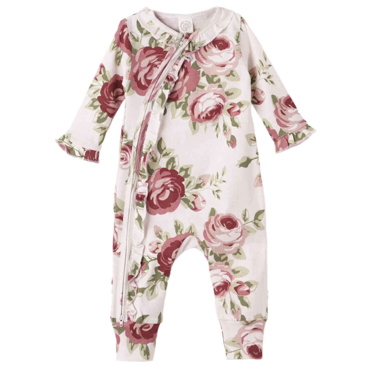 Cabbage Rose Zippered Romper - HoneyBug 