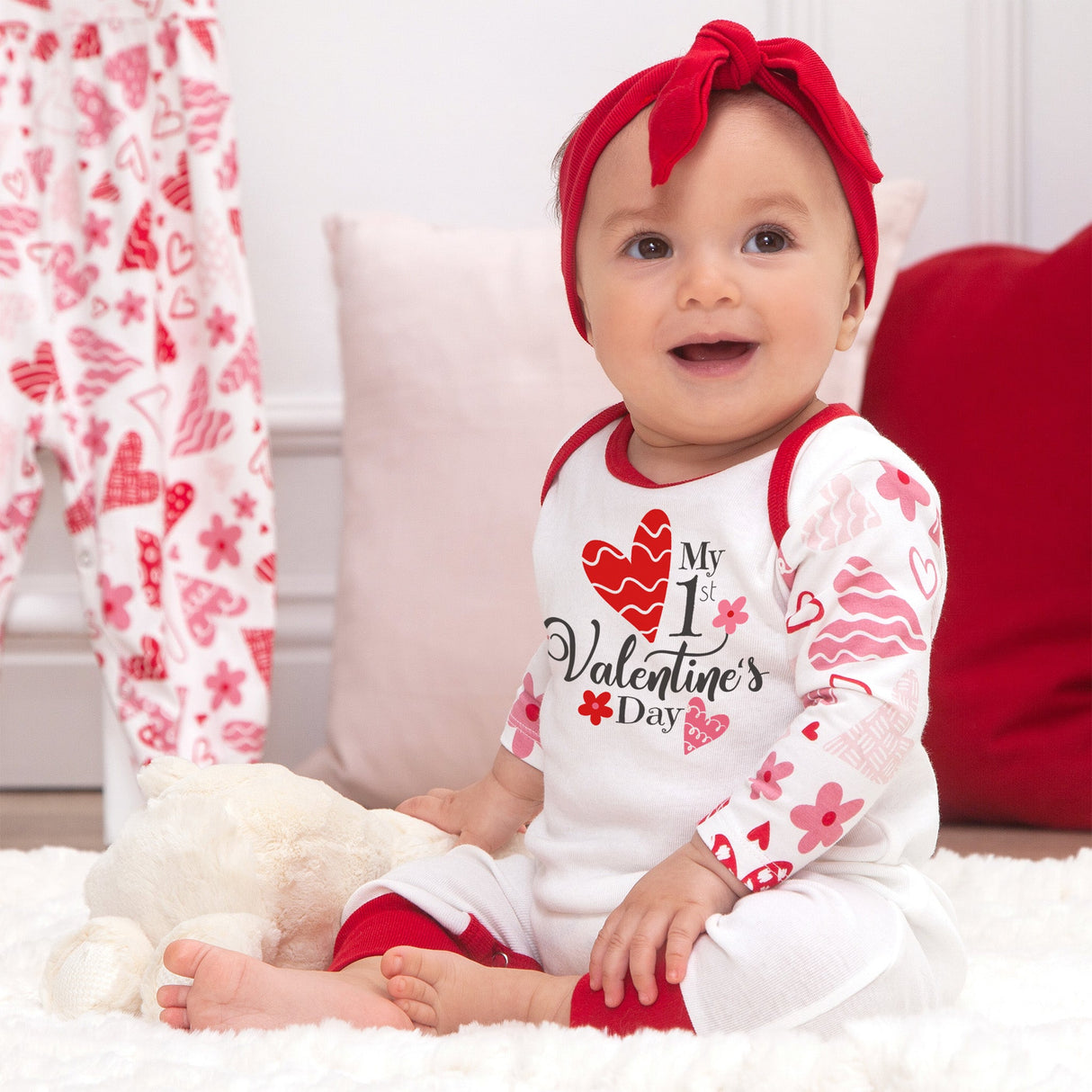 My 1st Valentine's Day Bamboo Romper - HoneyBug 