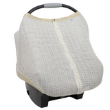 Cotton Muslin Car Seat Canopy - Tan Gingham - HoneyBug 