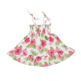 Tie Stap Smocked Sun Dress - Hibiscus