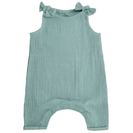 Muslin Knot Tie Overalls - Teal - HoneyBug 