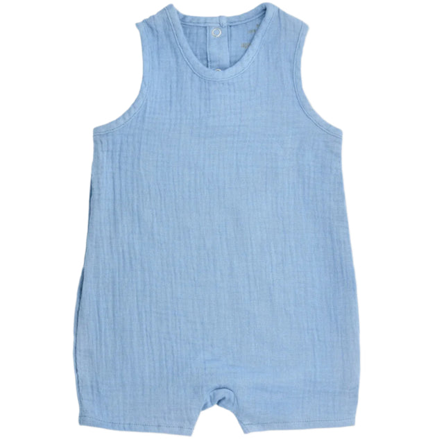 Muslin Sleeveless Coverall - Blue - HoneyBug 