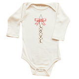 Love Blocks Bow Organic Baby Bodysuit Long Sleeve
