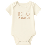 Hello I'm New Here Clay Organic Cotton Baby Bodysuit Short Sleeve