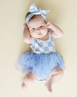 Tutu Romper | Checkered Blue - HoneyBug 
