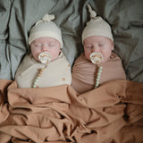 FRIGG Rope Natural Rubber Pacifier 2-Pack - Blush/Cream - HoneyBug 