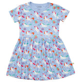 Stretchy Short Sleeve Twirl Dress - Unicorns - HoneyBug 